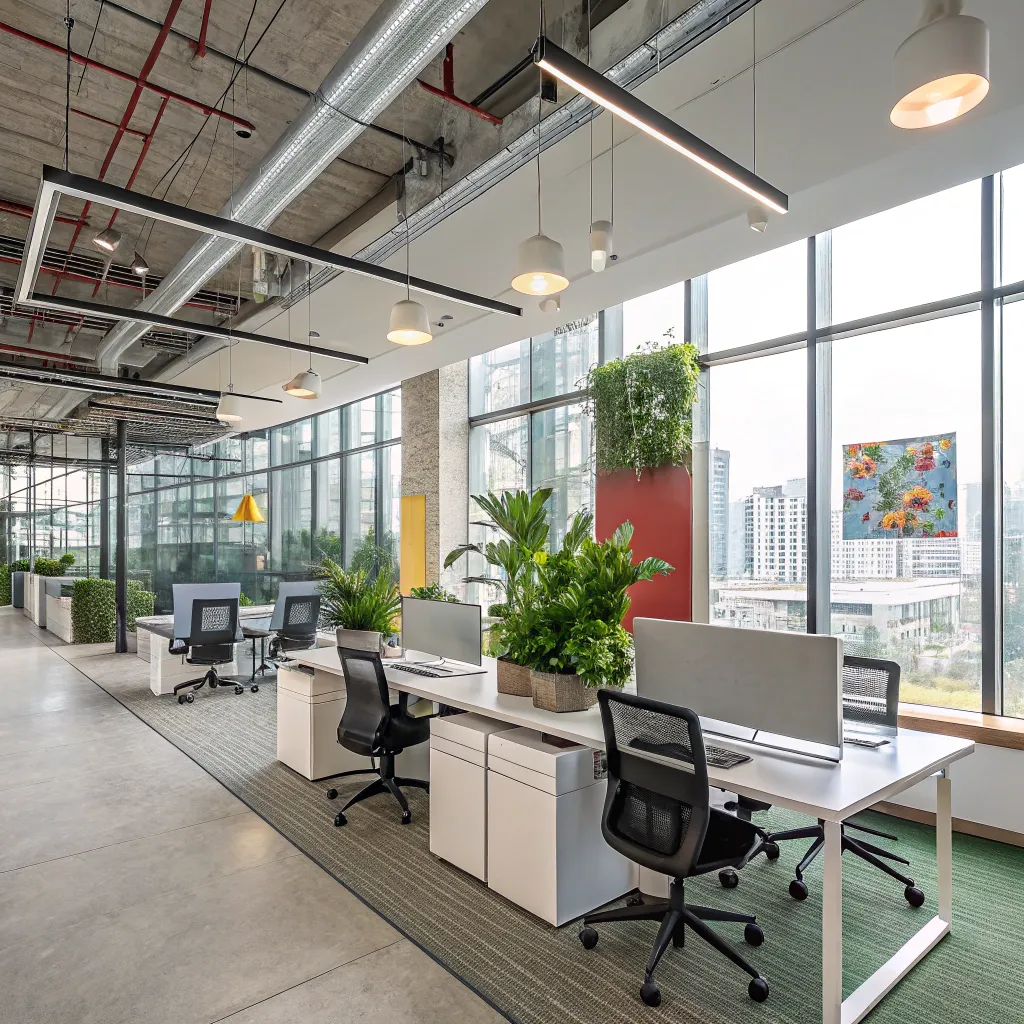 Modern coworking office setup